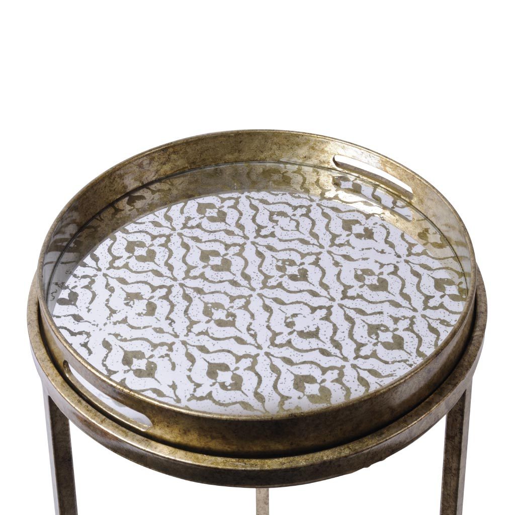 Libra Vienna Antique Gold Diamond Set Of 2 Side Tables-Libra-Olivia's