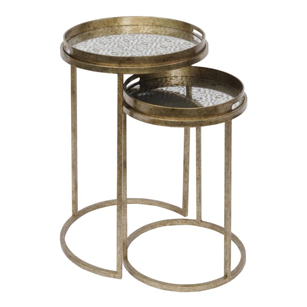 Libra Vienna Antique Gold Diamond Set Of 2 Side Tables-Libra-Olivia's