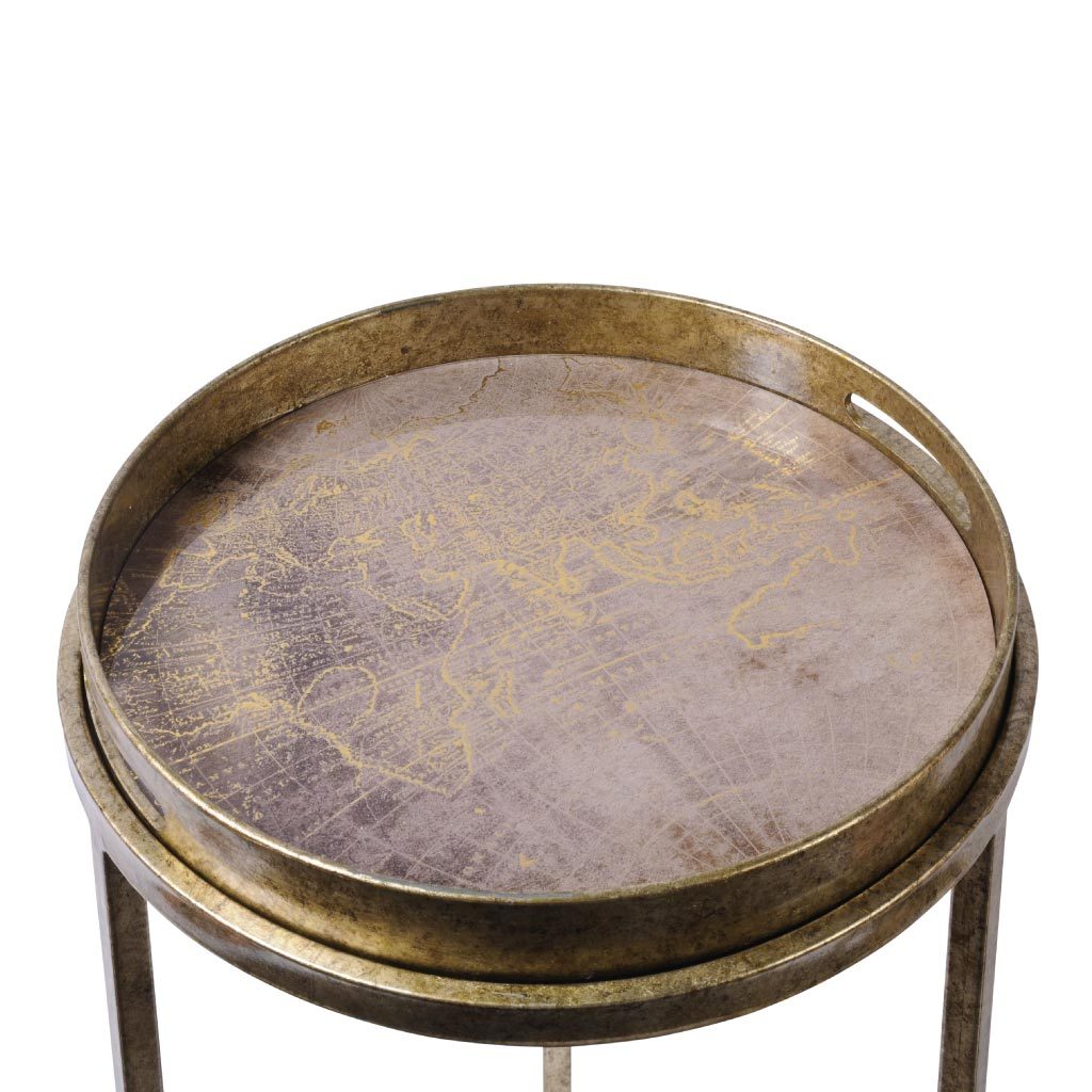 Libra Vienna Antique Gold Atlas Set Of 2 Side Tables-Libra-Olivia's