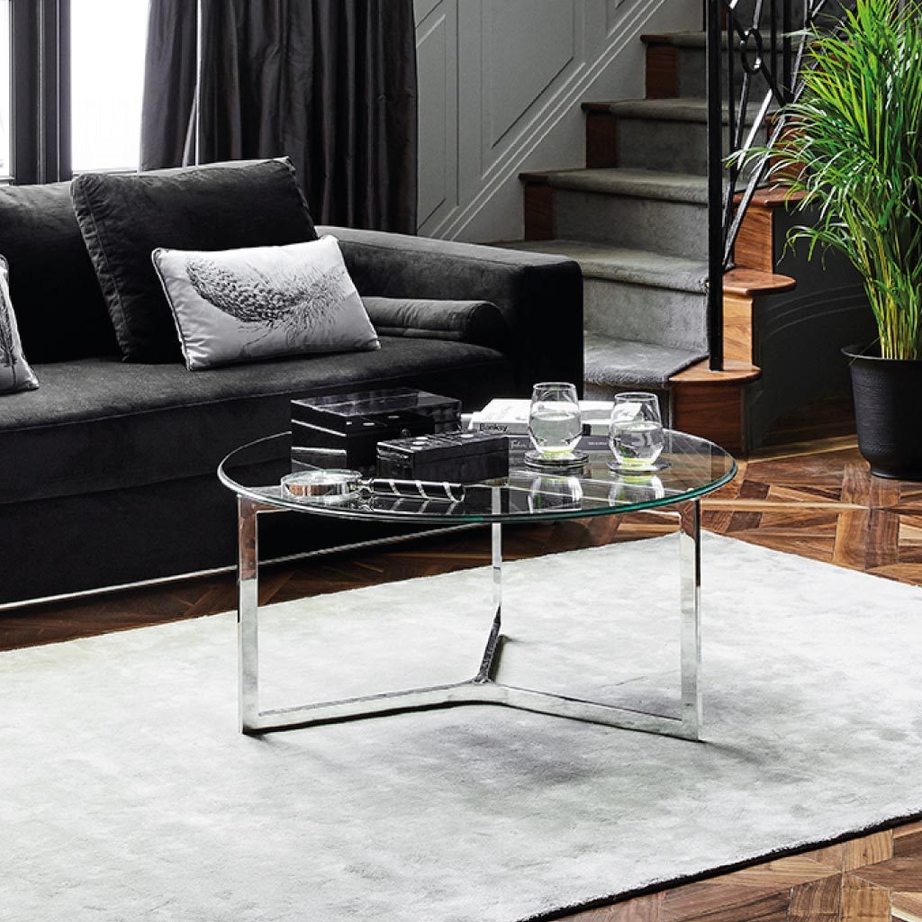 Libra Linton Stainless Steel And Glass Coffee Table-Libra-Olivia's